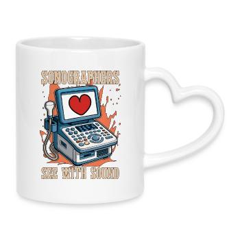 Les échographistes voient avec le son Technicien en échographie - Mug avec anse en forme de cœur - blanc - Droite