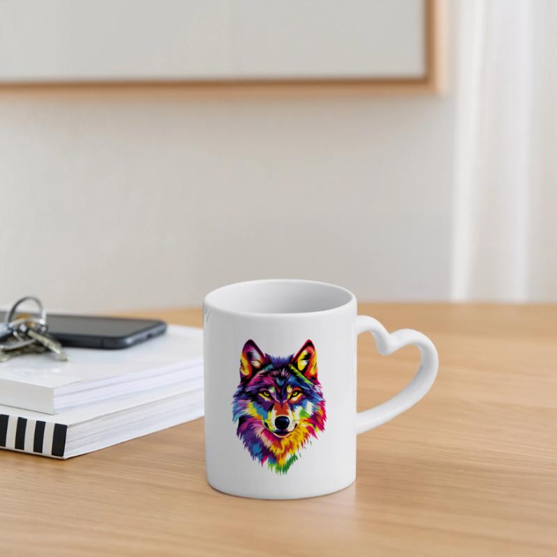 Wolf Love Wolves Wolf Pack Wolfhound Wild Wolf Mug with Heart-Shaped Handle