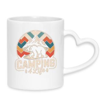 Chemise de camping aventure avec motif ours - Mug avec anse en forme de cœur - blanc - Droite