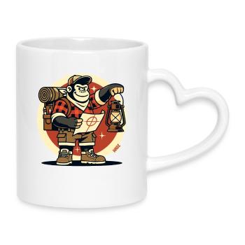 Jungle Camping Gorilla with Map - Mug with Heart-Shaped Handle - white - Right