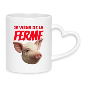 I come from Tête de Cochon Farm - Mug with Heart-Shaped Handle - white - Right