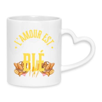 Die Liebe steckt im Weizen - Tasse mit Herzhenkel - Weiß - Rechts