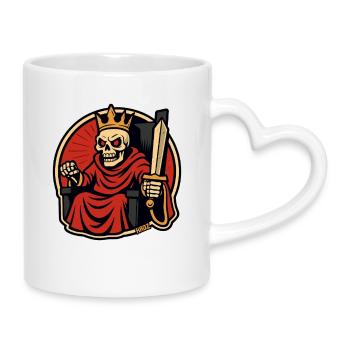 Skelett König mit Schwert - Tasse mit Herzhenkel - Weiß - Rechts