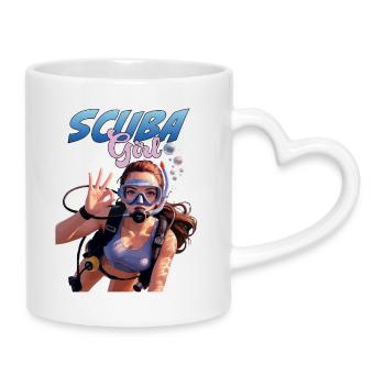 Scuba Girl Taucherin Design - Tasse mit Herzhenkel - Weiß - Rechts