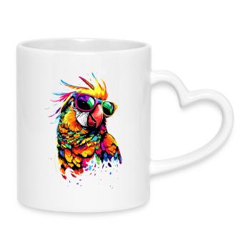 Perroquet Ara Perruche Cacatoès Amoureux des perroquets - Mug avec anse en forme de cœur - blanc - Droite
