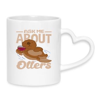 Seeotter Cartoon Frag Mich Über Otter - Tasse mit Herzhenkel - Weiß - Rechts