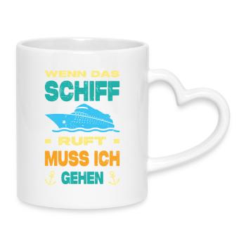 Lustige Kreuzfahrt Sprüche Outfits Urlaub - Tasse mit Herzhenkel - Weiß - Rechts