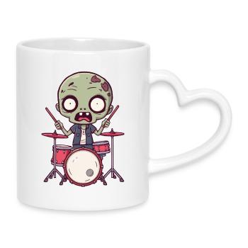 Gruseliger Schlagzeugspieler - Zombie - Tasse mit Herzhenkel - Weiß - Rechts