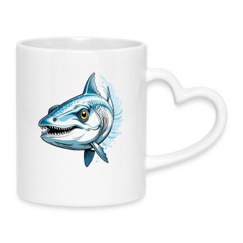 Blue predator aggressor - Mug with Heart-Shaped Handle - white - Right
