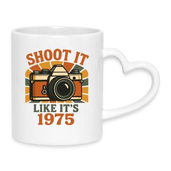 Retro Kamera 1975 Motiv - Tasse mit Herzhenkel - Weiß - Rechts