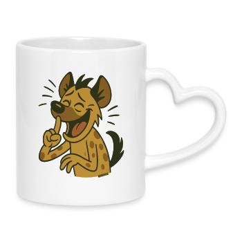 Chiens rieurs Hyène avec un doigt sur les lèvres - Mug avec anse en forme de cœur - blanc - Droite