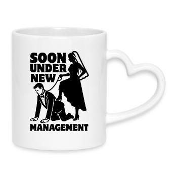 Bientôt sous une nouvelle direction Enterrement de vie de garçon - Mug avec anse en forme de cœur - blanc - Droite