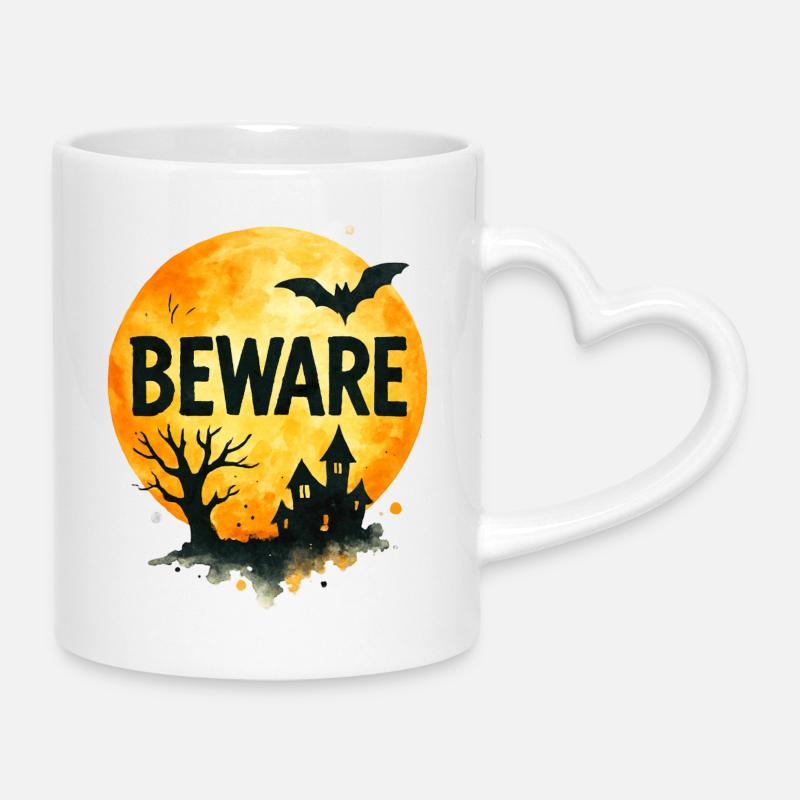 Maison hantée effrayante pour Halloween - Mug avec anse en forme de cœur - blanc