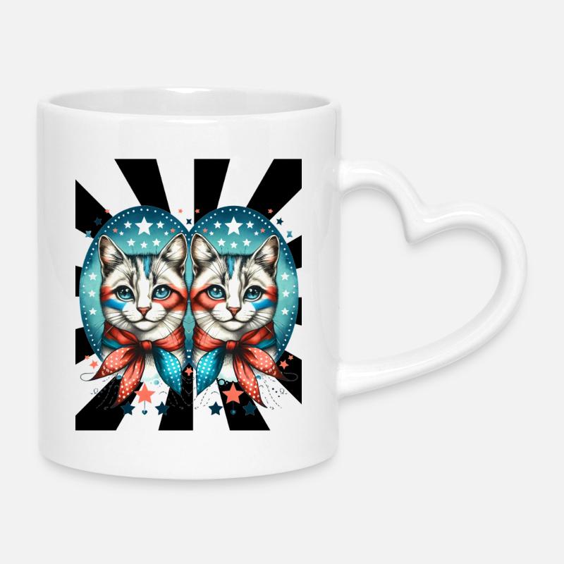 Années 60 Rétro Chats Chat - Mug avec anse en forme de cœur - blanc