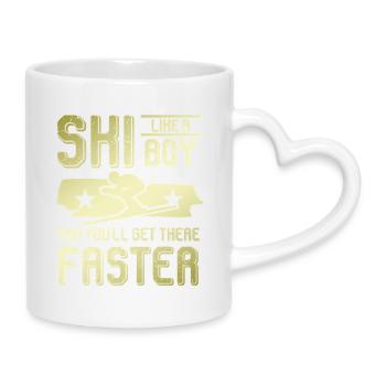 Garçon de ski - Mug avec anse en forme de cœur - blanc - Droite