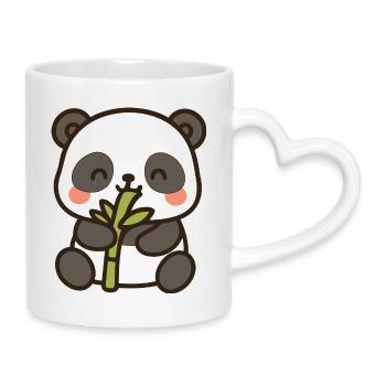 Panda-Snack-Zeit – Bamboo Bliss - Tasse mit Herzhenkel - Weiß - Rechts