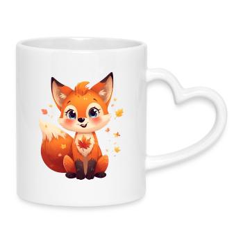 Autumnal fox - Mug with Heart-Shaped Handle - white - Right