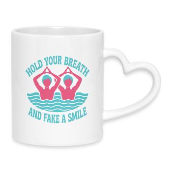 Synchronschwimmen Kunstschwimmen Wassersport - Tasse mit Herzhenkel - Weiß - Rechts