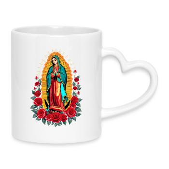 Guadalupe Maria Rosenkranz - Tasse mit Herzhenkel - Weiß - Rechts