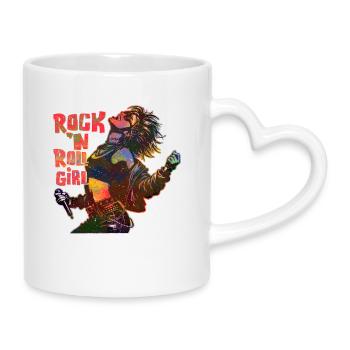 Rock 'n Roll Girl Music Guitar Rock Band - Tasse mit Herzhenkel - Weiß - Rechts