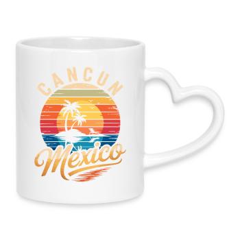 Cancun Retro Strandsonne - Tasse mit Herzhenkel - Weiß - Rechts