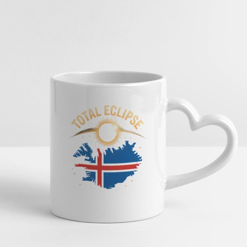 Total Solar Eclipse Iceland 2026 Mug with Heart-Shaped Handle