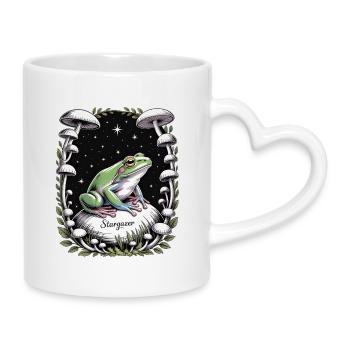 Stargazer Frosch und Pilze Nacht - Tasse mit Herzhenkel - Weiß - Rechts