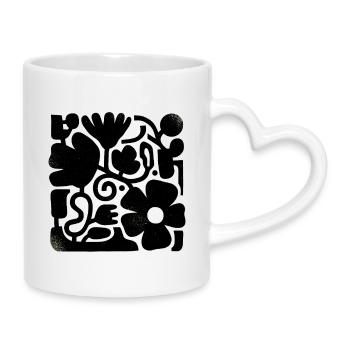Design floral abstrait - Mug avec anse en forme de cœur - blanc - Droite
