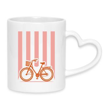 Fahrrad Radler Citybike mit Korb - Tasse mit Herzhenkel - Weiß - Rechts