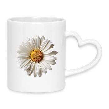 Gänseblümchen – Natürliches Blumenmotiv - Tasse mit Herzhenkel - Weiß - Rechts