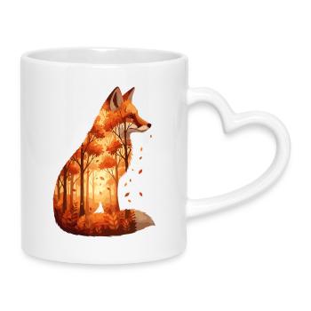Gemütliches Herbst Fuchs Design - Natur & Wald  - Tasse mit Herzhenkel - Weiß - Rechts