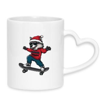 Wolf Christmas Funny - Mug with Heart-Shaped Handle - white - Right