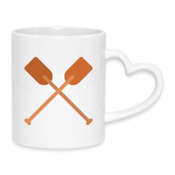 Nautic Design Crossed Oars Emblem Rowing Paddles - Mug with Heart-Shaped Handle - white - Right