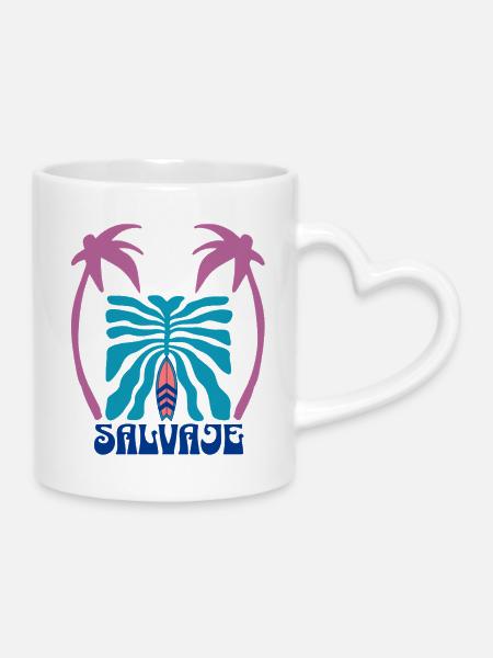 Salvage Surf Palm Brustkorb - Tasse mit Herzhenkel - Weiß