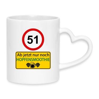 51 Ab jetzt nur noch Hopfensmoothie - Tasse mit Herzhenkel - Weiß - Rechts