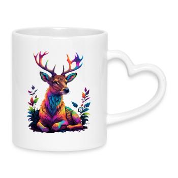 Dazzling Deer Portrait - Mug with Heart-Shaped Handle - white - Right