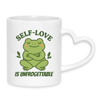 Self-Love Frog – Self-Love Design - Mug with Heart-Shaped Handle - white - Right