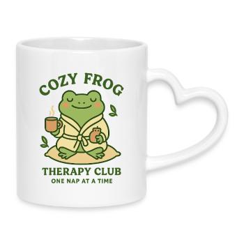 Grenouille douillette en peignoir - Mug avec anse en forme de cœur - blanc - Droite