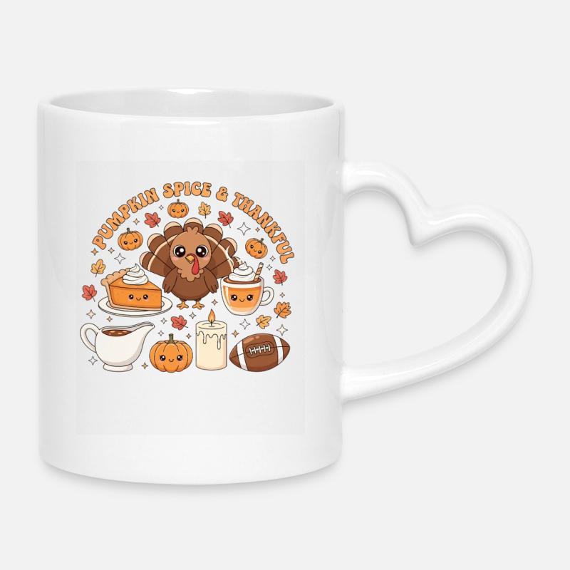 Citrouille Épices Dinde reconnaissante - Mug avec anse en forme de cœur - blanc