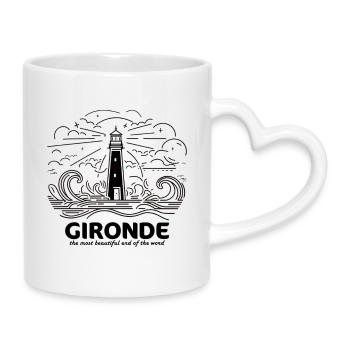 Geschenk Gironde Souvenir Reise Bordeaux Dünenweine - Tasse mit Herzhenkel - Weiß - Rechts