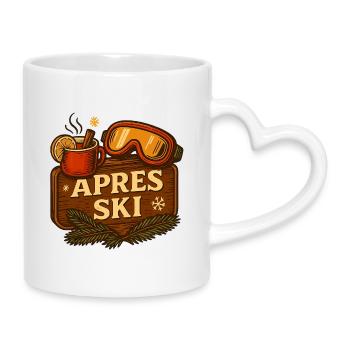 Après-ski - vin chaud & lunettes de ski - Mug avec anse en forme de cœur - blanc - Droite