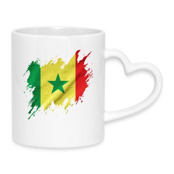 Senegal flag, torn style - Mug with Heart-Shaped Handle - white - Right