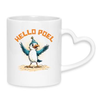 Baltic Sea Holiday MOIN POEL Souvenier Funny - Mug with Heart-Shaped Handle - white - Right