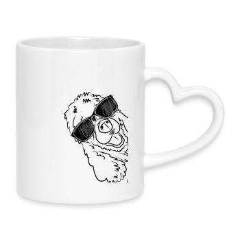 Pudel Hund Mama Besitzer Shirt – süßer und lustiger Hund - Tasse mit Herzhenkel - Weiß - Rechts