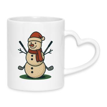 Lustiger Golf-Schneemann für Weihnachtsgolfer - Tasse mit Herzhenkel - Weiß - Rechts