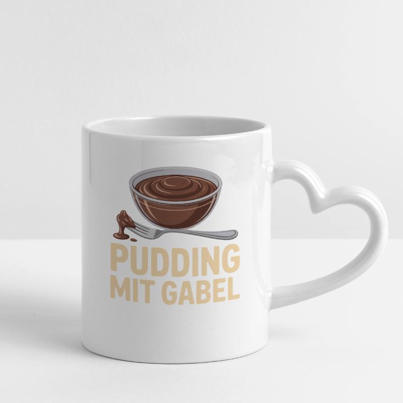 Pudding with fork Mug with Heart-Shaped Handle