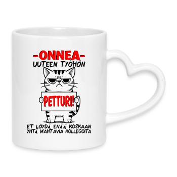 Changement d’emploi : cadeau d’adieu pour un collègue - Mug avec anse en forme de cœur - blanc - Droite