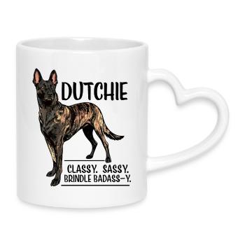 Dutchie - Holländischer Schäferhund - Tasse mit Herzhenkel - Weiß - Rechts