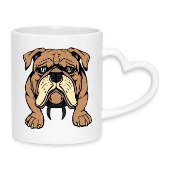 Bulldogge Hunde T-shirt Hundeshirt Geschenk  - Tasse mit Herzhenkel - Weiß - Rechts