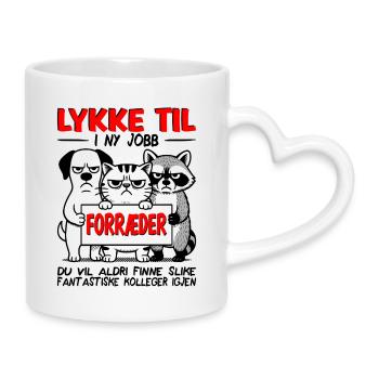 Jobskifte Held og lykke med nyt job Afskedsgave - Krus med hjertehank - hvid - Højre